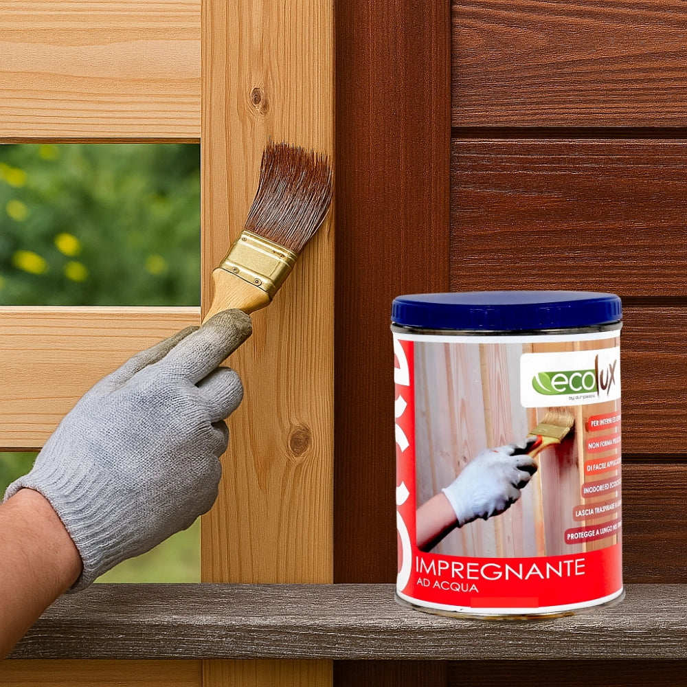 Impregnante soluzione acrilica fondo protettivo legno colore mogano ecolux *** formato 750 ml, confezione 1