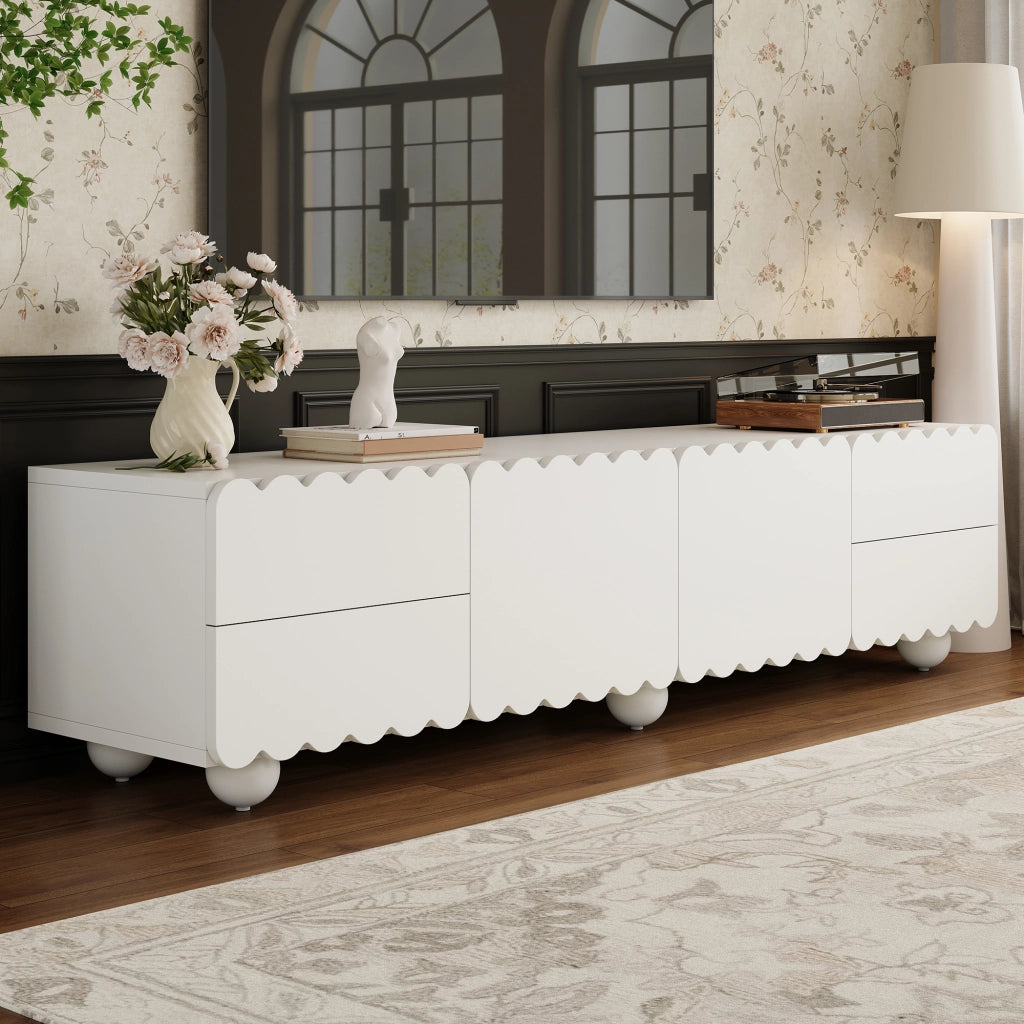 Cassettiera TV bianca in MDF e truciolare lunghezza 175 cm
