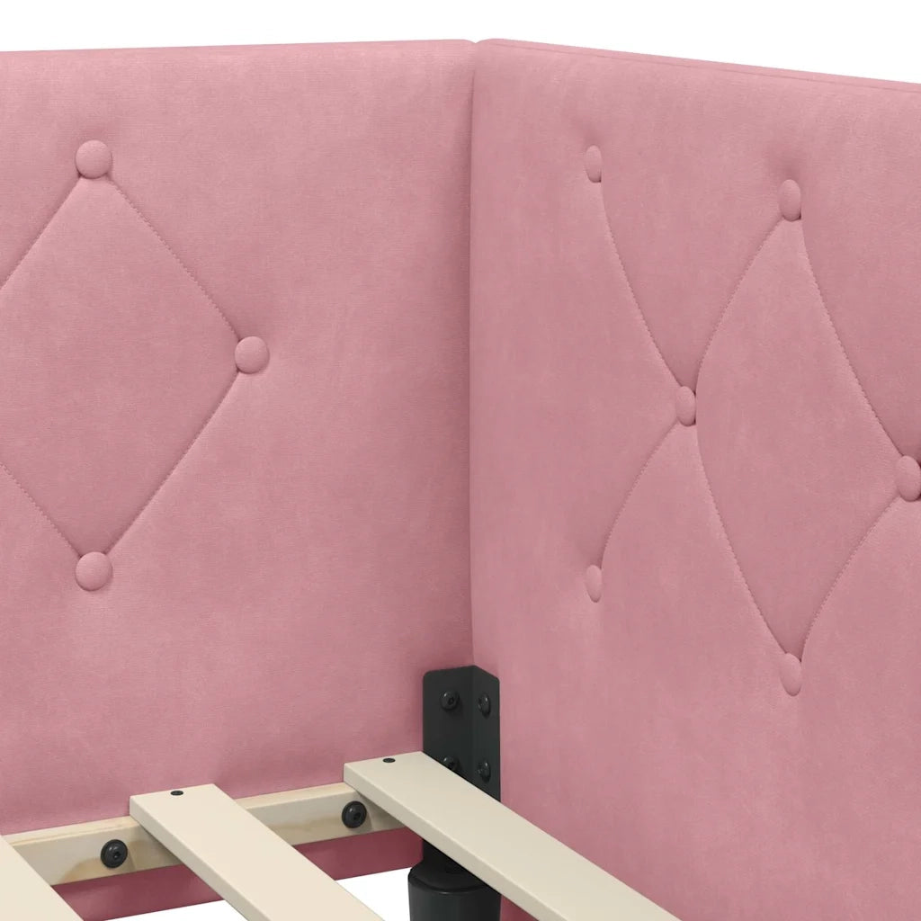 Cornice del letto ad angolo Rosa 90 x 190 cm Velluto 3394075
