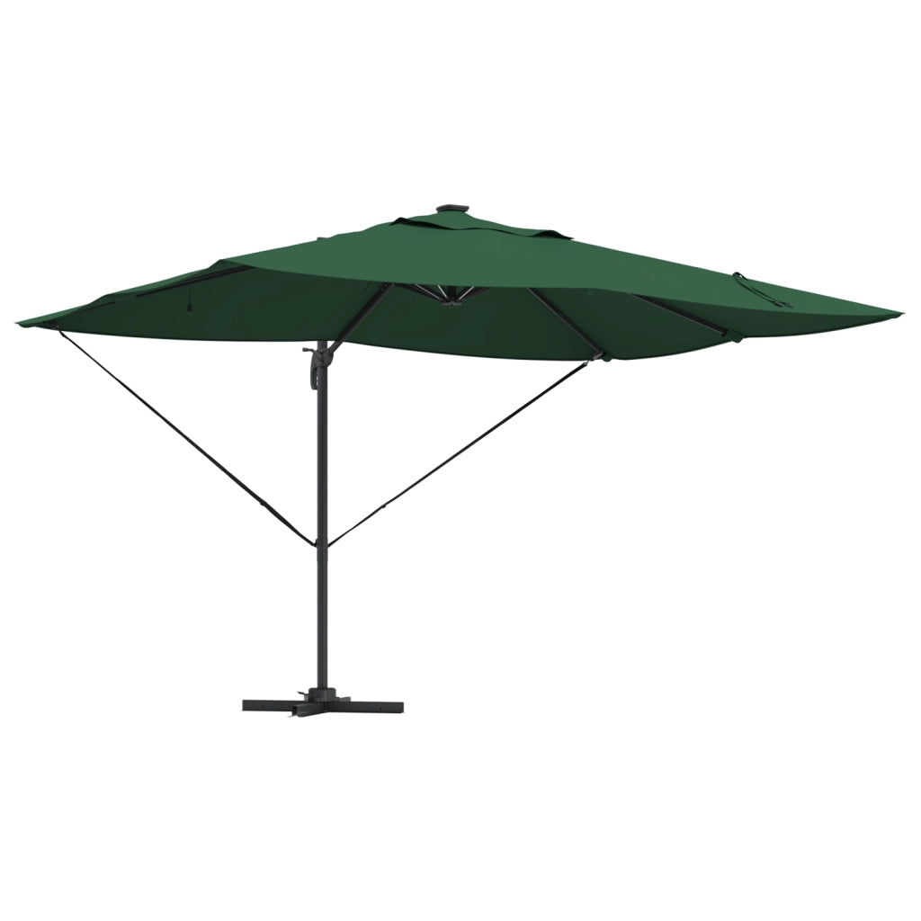 Parasol Roma a sbalzo con LED Verde 352x251x265 cm Alluminio