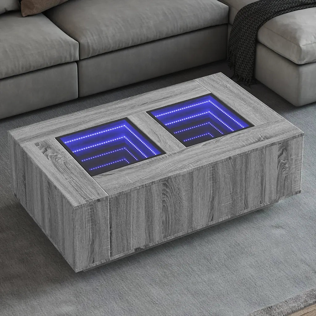 vidaXL Tavolino da Salotto con LED Infinity Rovere Sonoma 116x69x40 cm