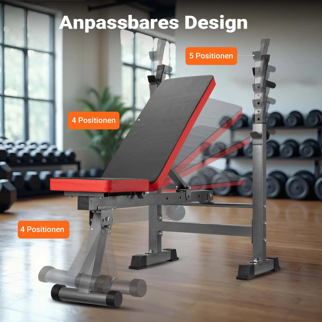 Panca per pesi pieghevole per max 230kg Panca fitness 2in1 inclinata e piana Porta bilanciere