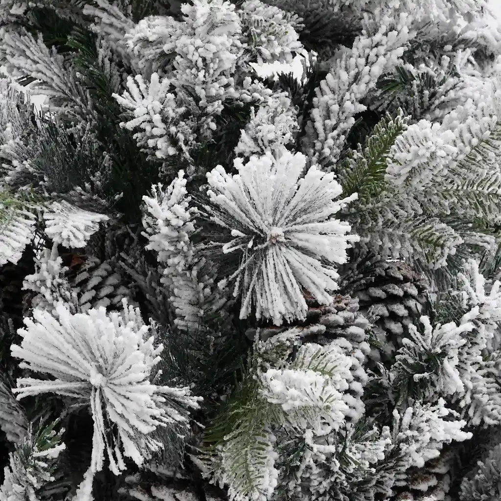 Albero di Natale con Neve Floccata e Pigne 195 cm PVC e PE 340531