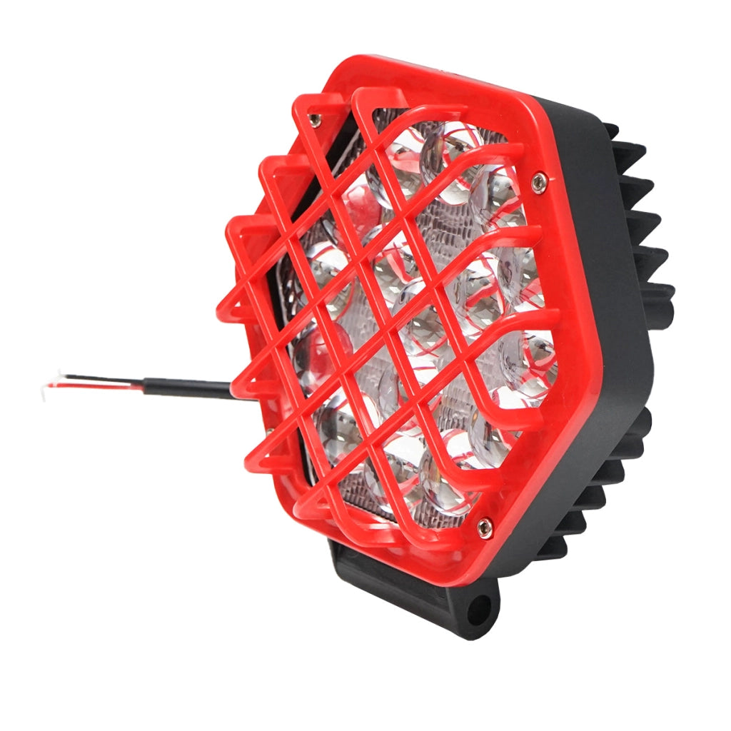 Lampada proiettore con griglia in plastica rossa tipo spot, 16 LED, DC 10-80V, 48W, angolo di radiazione 30°, Breckner Germany