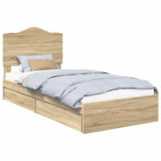 Letto singolo | Letto per adulti | Letto con Contenitore con testiera Rovere Sonoma 100 x 200 cm