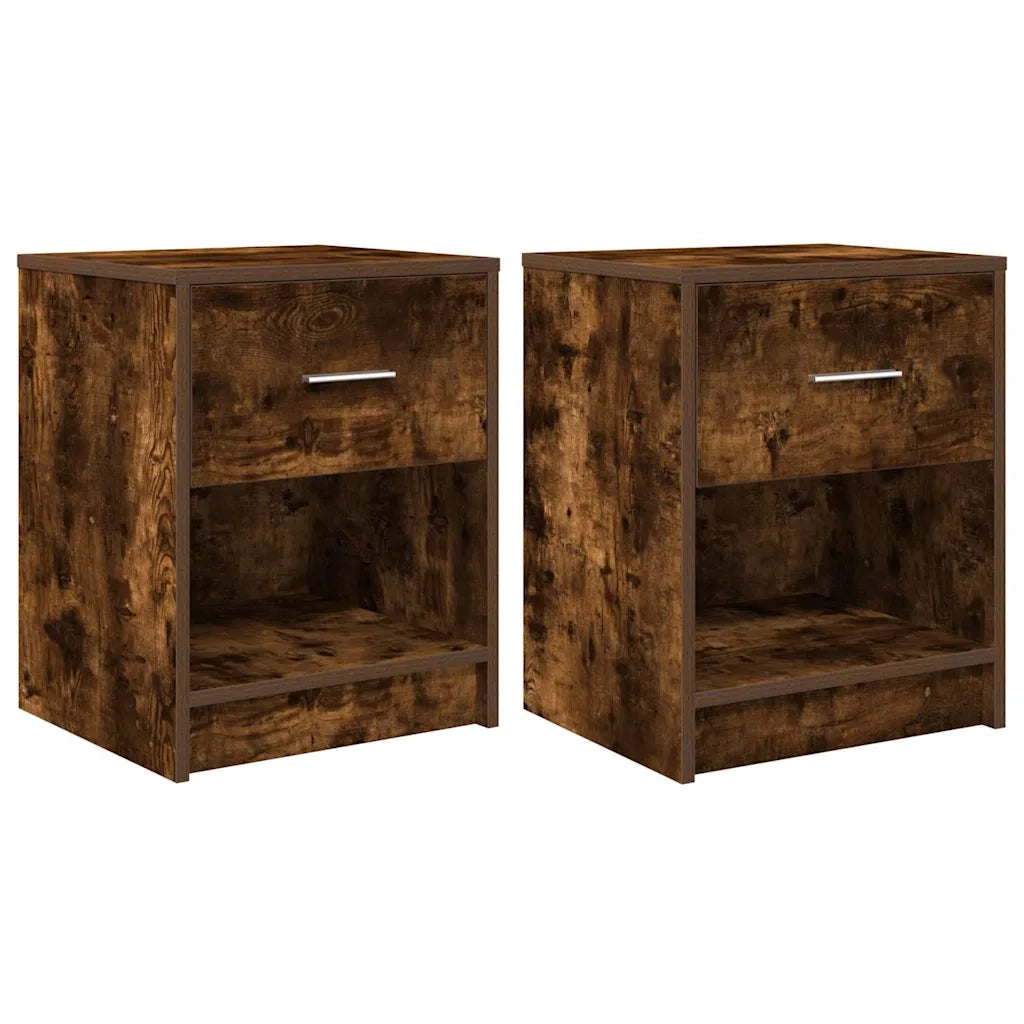 Comodini 2 pz con Cassetto Rovere Fumo 40x34x50 cm 858776