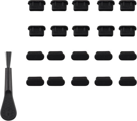 20 pezzi Copertura universale in silicio per USB-C 3.1 con spazzola per pulizia e protettore anti-spolso per porte di accesso