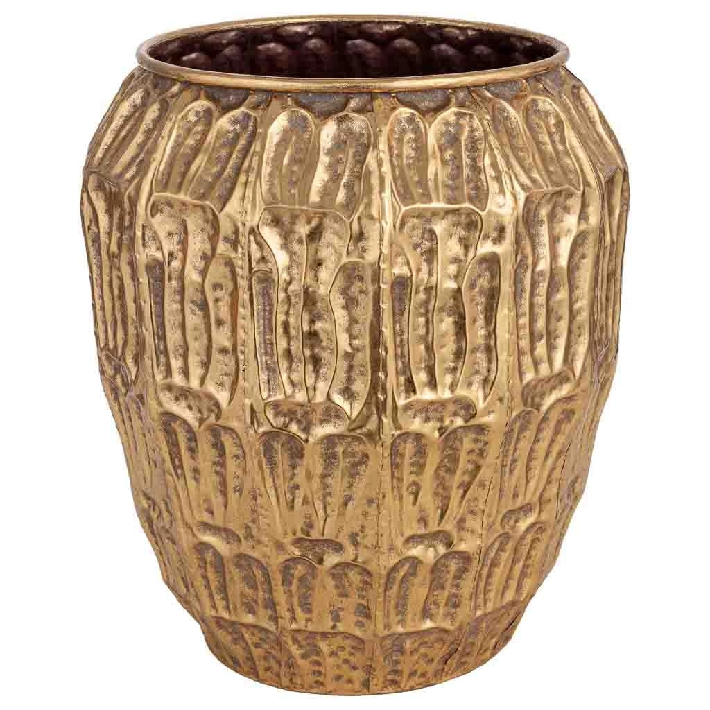 Vaso da fiori in metallo dorato 35,5x35,5x41h cm