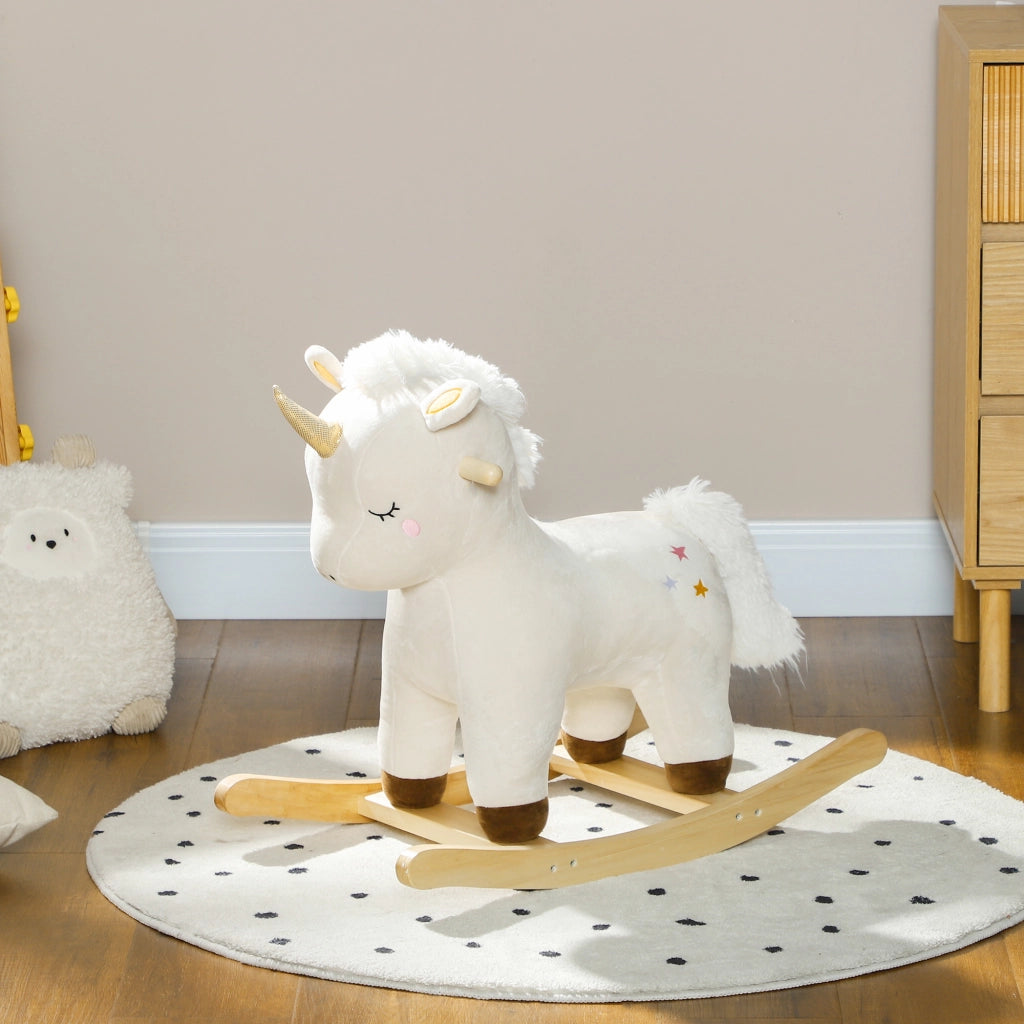 Cavallo a Dondolo Unicorno per Bambini con Suoni ¨C zephmum ¨C Bianco