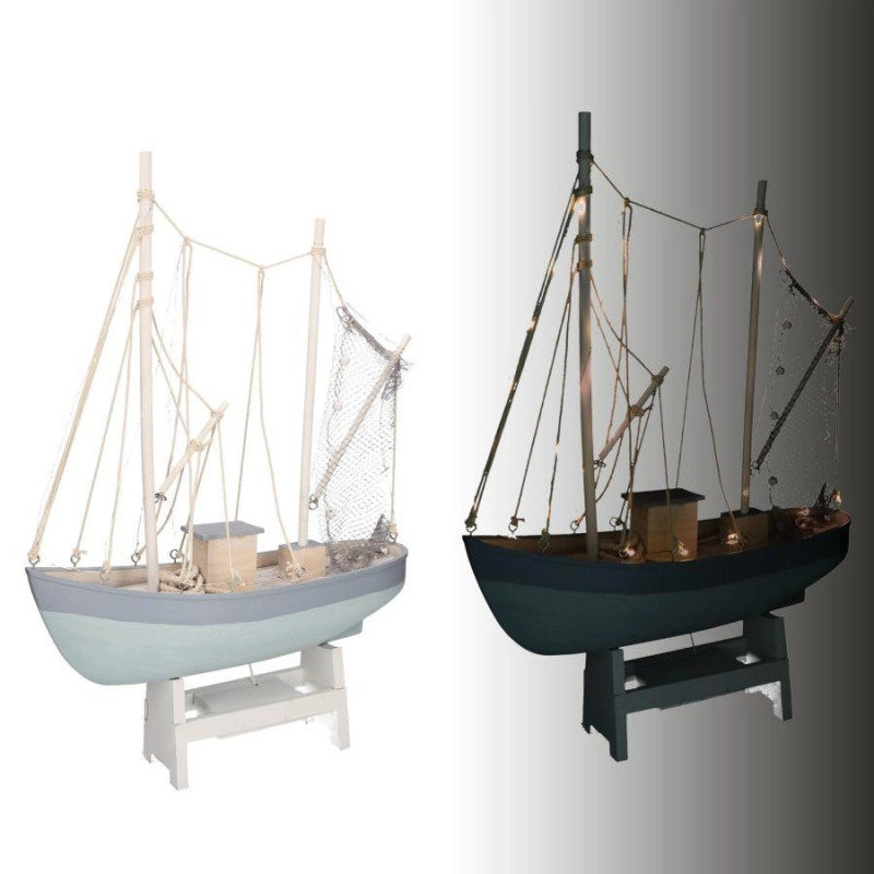 Barca legno con led cm 43xh62x14