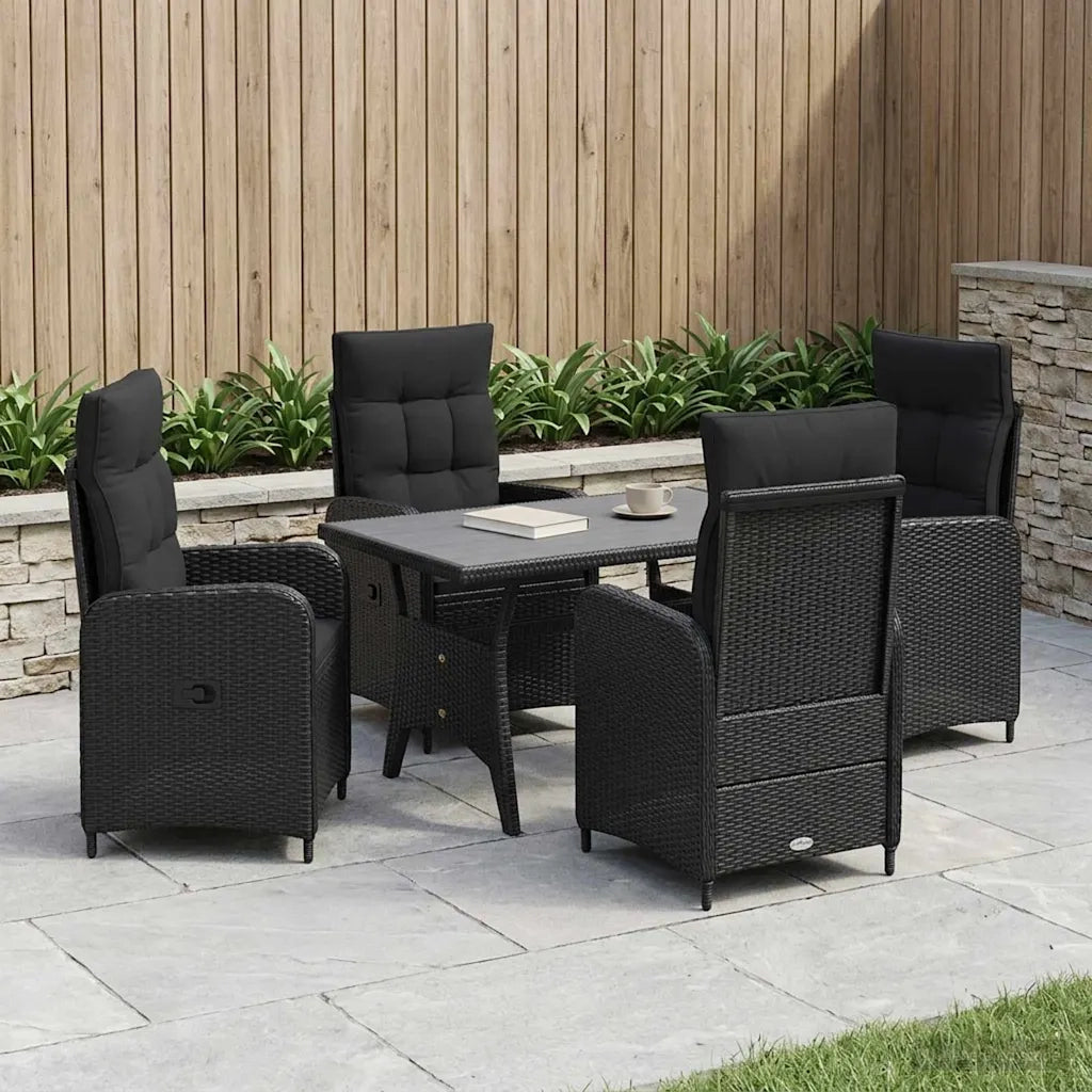 Set da pranzo per esterni 5 pz Nero polyrattan 3422257