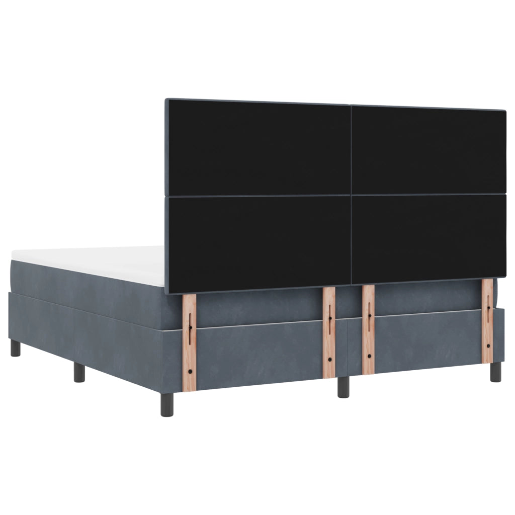 Letto a Box Spring con Materasso e LED Grigio Scuro 180x200 cm Velluto