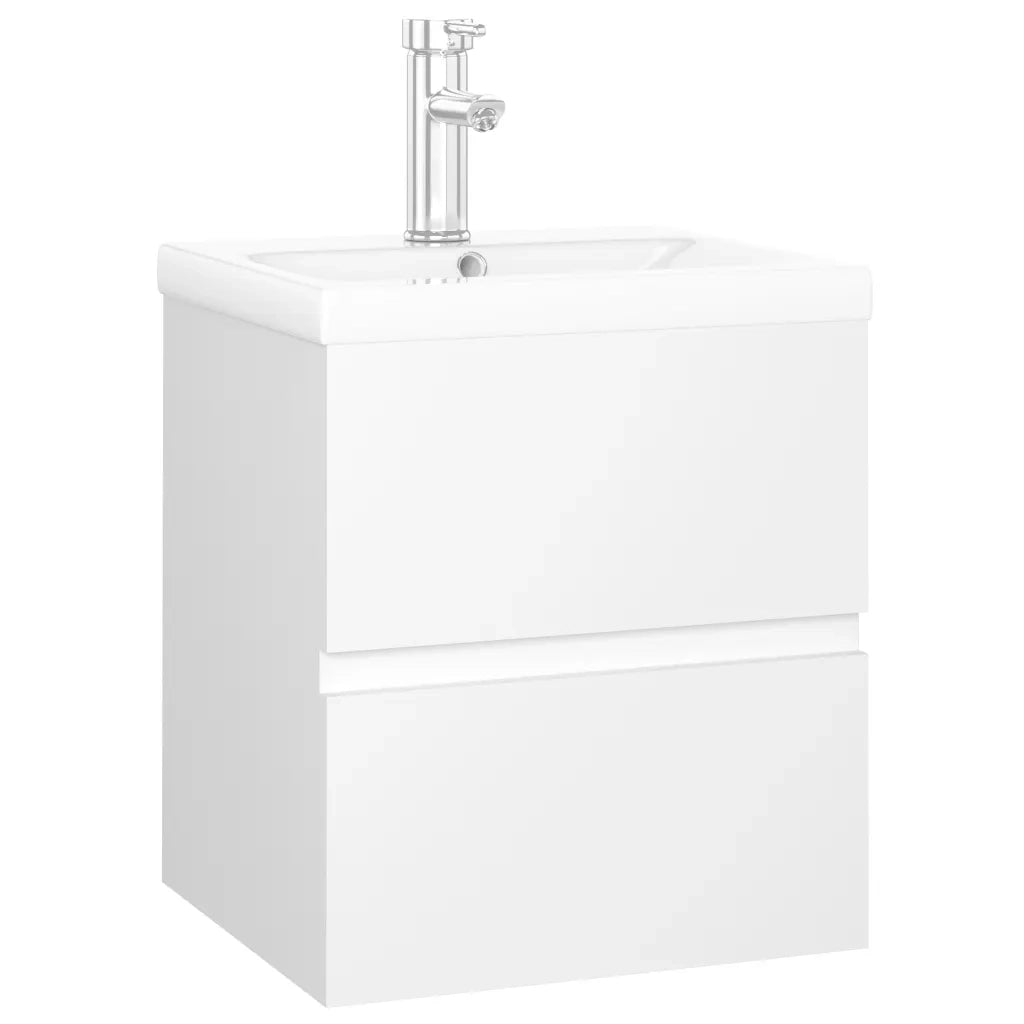 Mobile con Lavabo Integrato Bianco in Legno Multistrato 3071621
