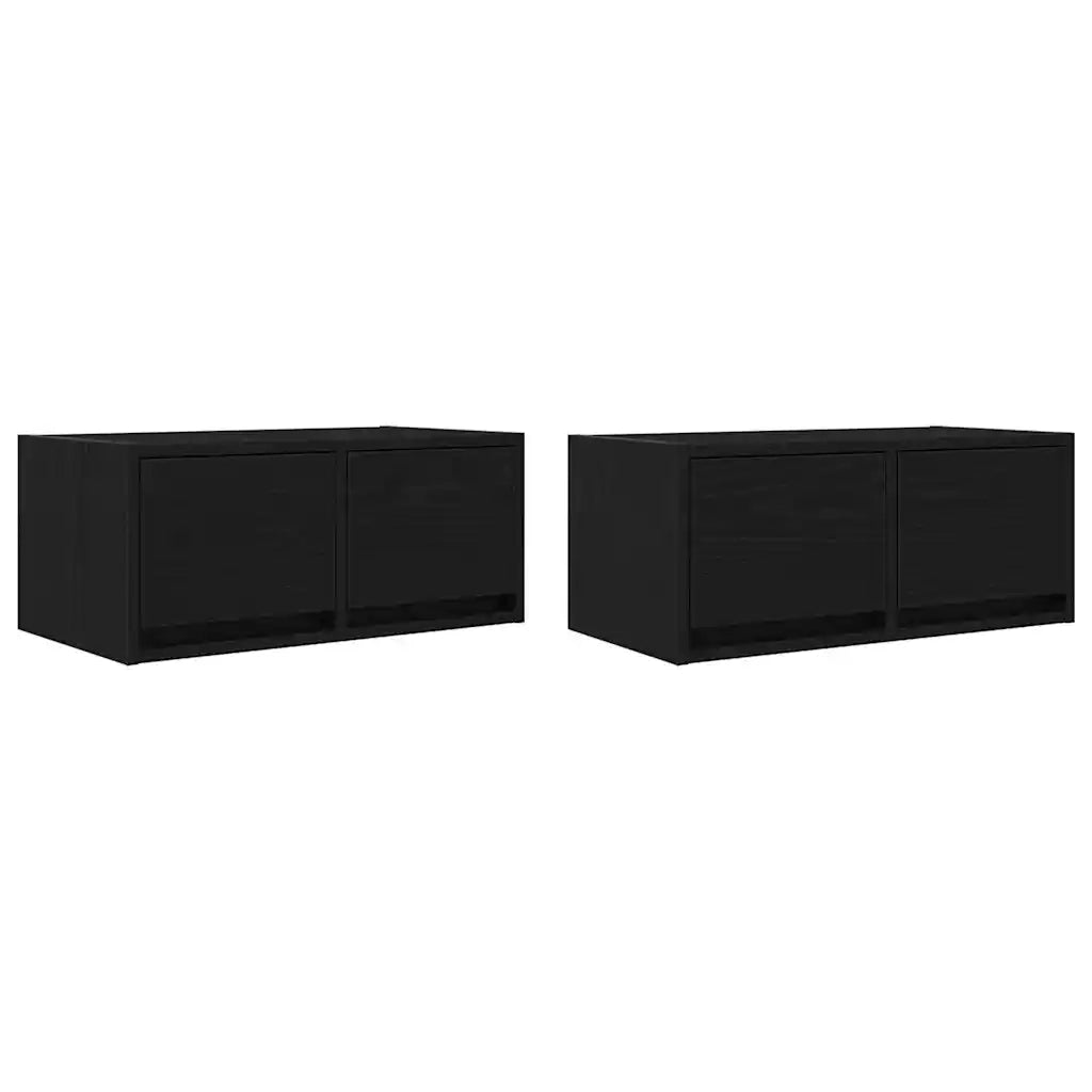 Mobili TV 2 pz Rovere Nero 60x31x25,5 cm in Legno Multistrato 861493