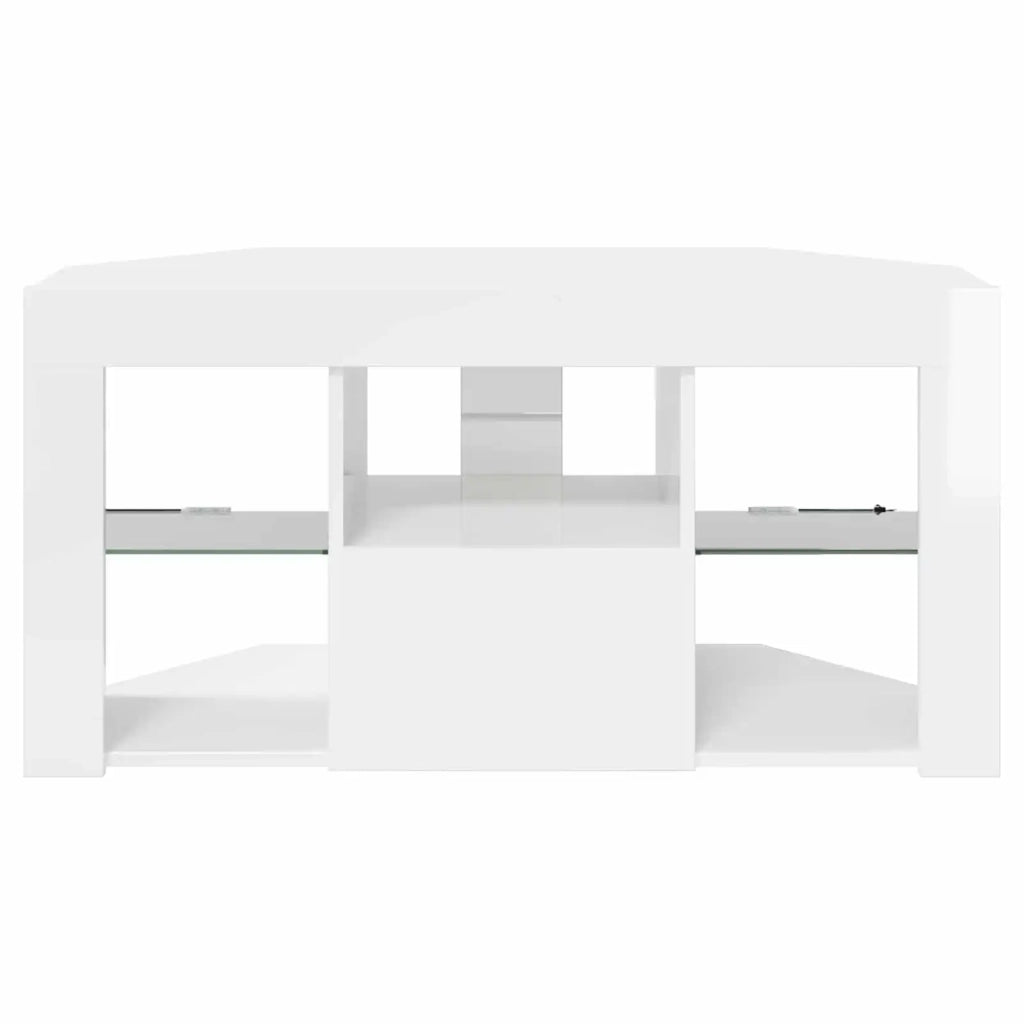 Mobile TV LED Angolare Bianco ad Alto Lucido 100 x 40 x 50 cm 889799