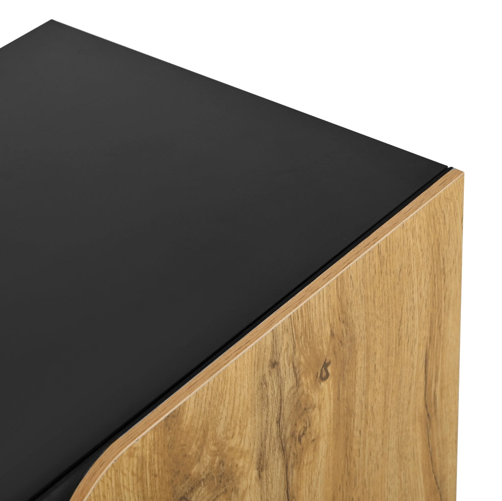 Scarpiera a 4 ante con ripiani regolabili; cerniere soft-close; MDF; nero e naturale