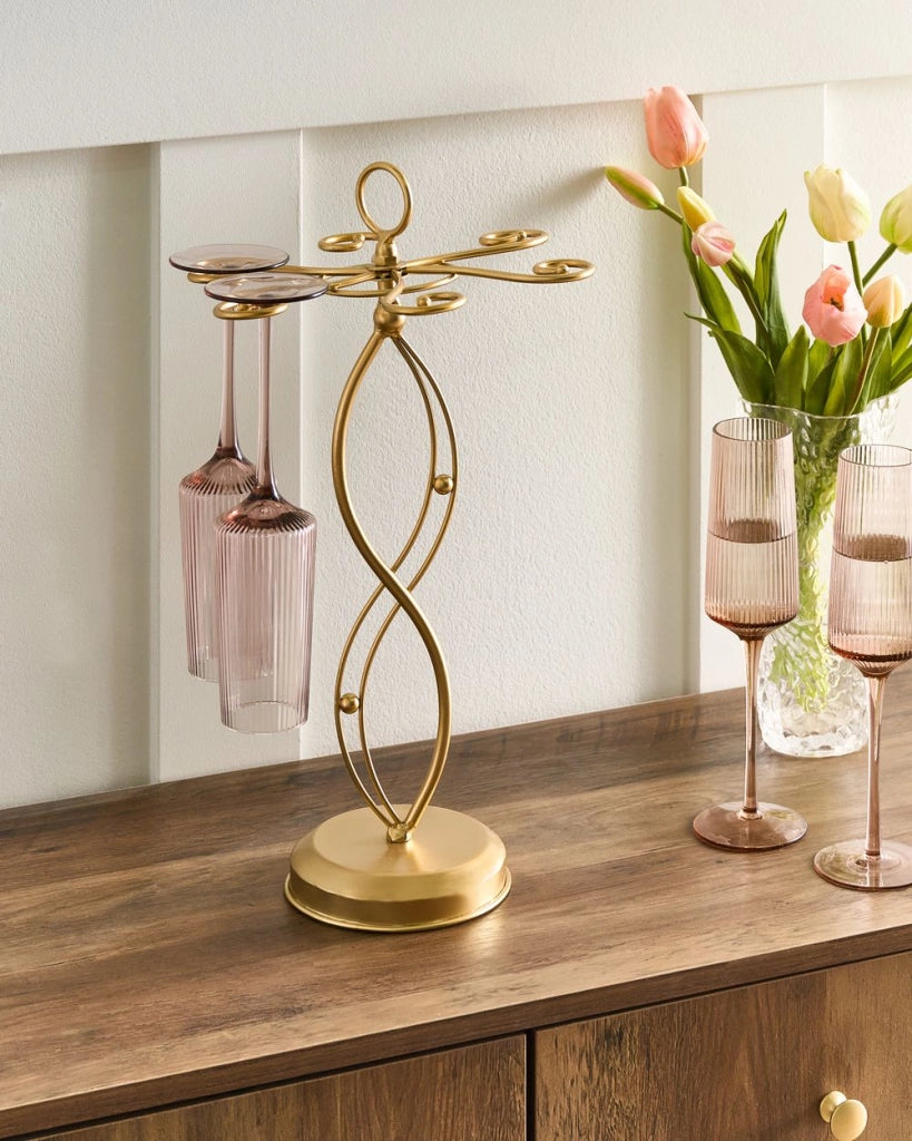 Portabicchieri da vino e glam di forma irregolare per bicchieri in ferro oro stile moderno