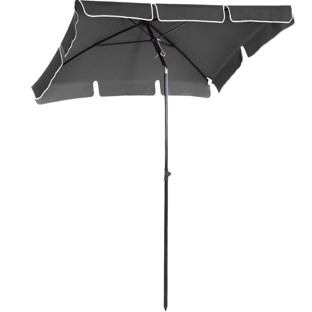 Ombrellone da giardino grigio con inclinazione regolabile; 198x130x245 cm in alluminio e acciaio