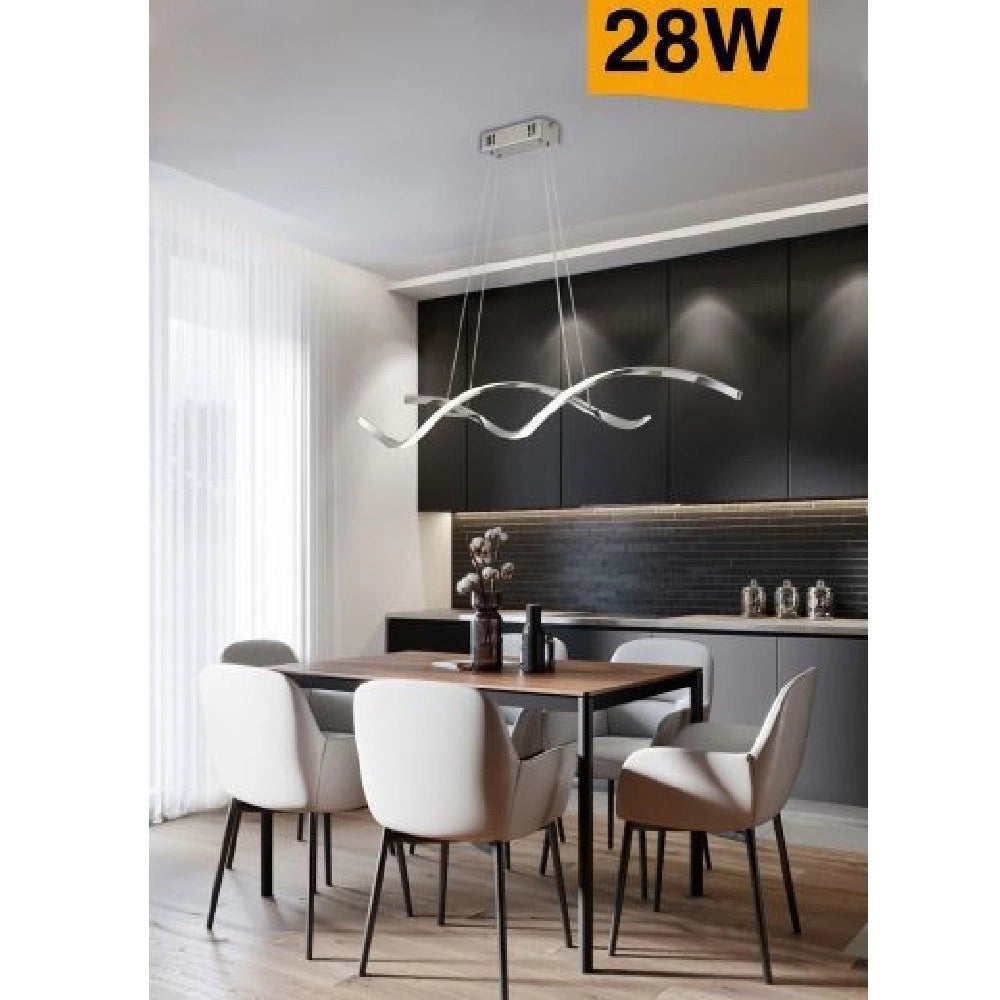 Trade Shop - Lampadario Soffitto Led Moderno Onde Intrecciate 28w Luce 6500k 4000k 3000k B56a - -bianco Freddo      -