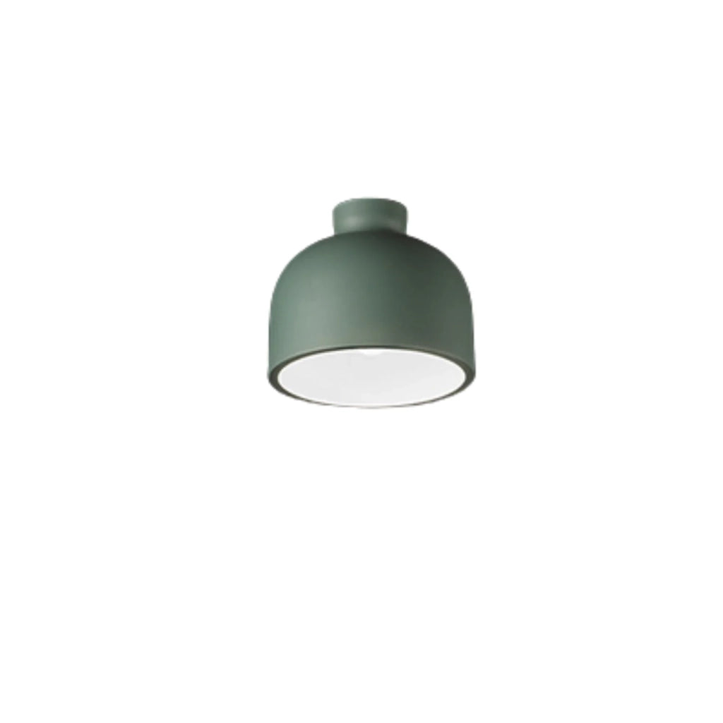 Plafoniera Nordica Yelmo Metallo Verde Bianco 1 Luce E27 Ip20