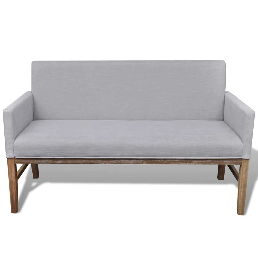 Divano con cuscino imbottito 140 x 65 x 85 cm tessuto rubberwood grigio chiaro 02_0020274