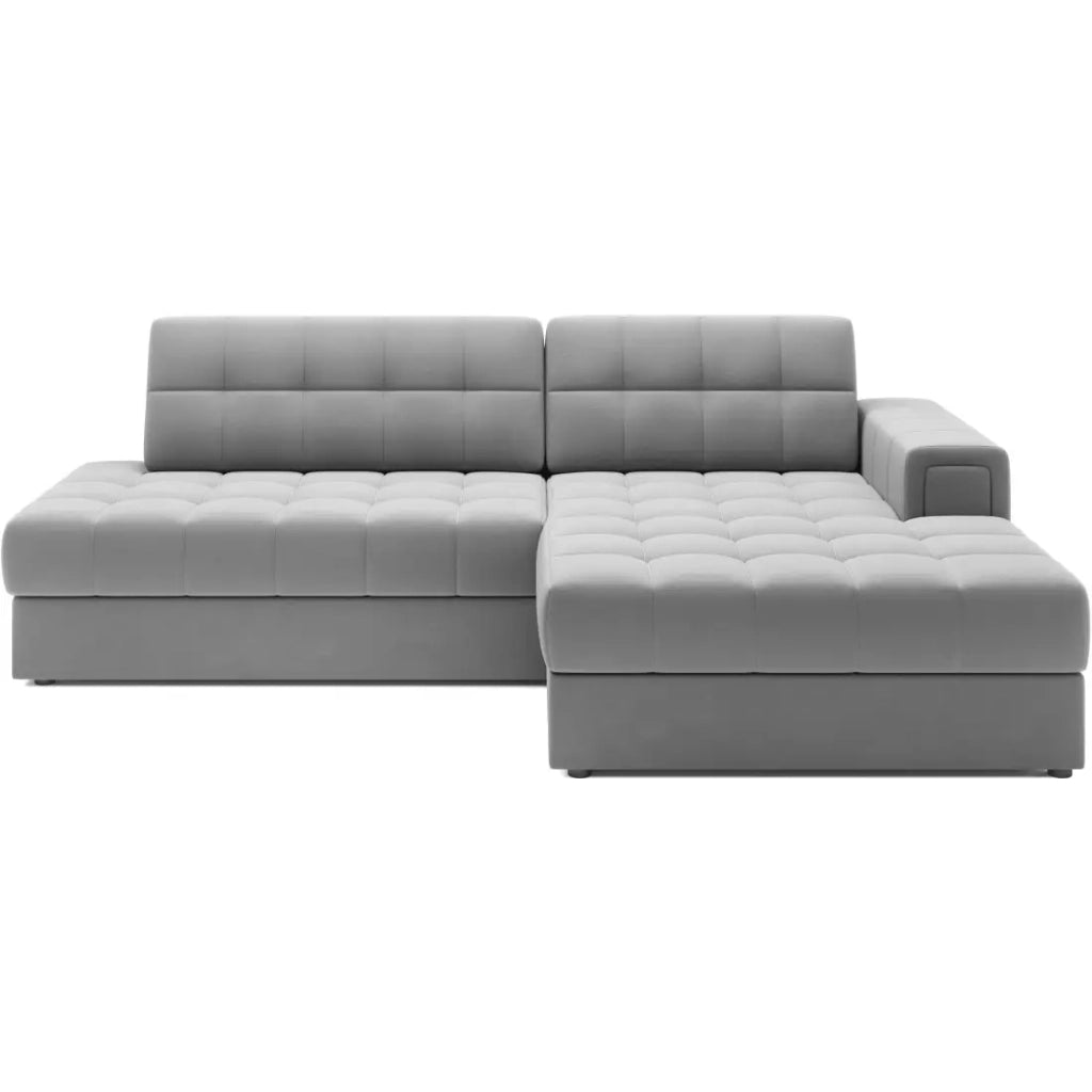 Divano angolare trasformabile CUBITO grigio 240 cm con contenitore e letto