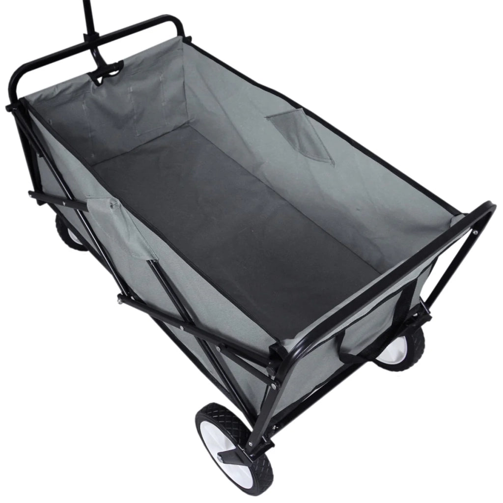 Carretto Carrello Giardinaggio Pieghevole Rimorchio Carriola da Giardino Grigio
