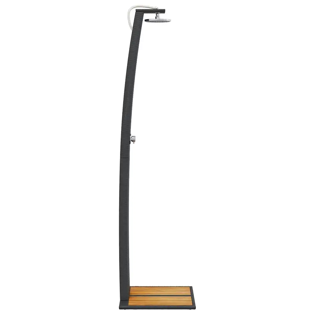 Doccia da Esterno Nera 55x60x224cm in Polyrattan e Legno Acacia CFW4721646