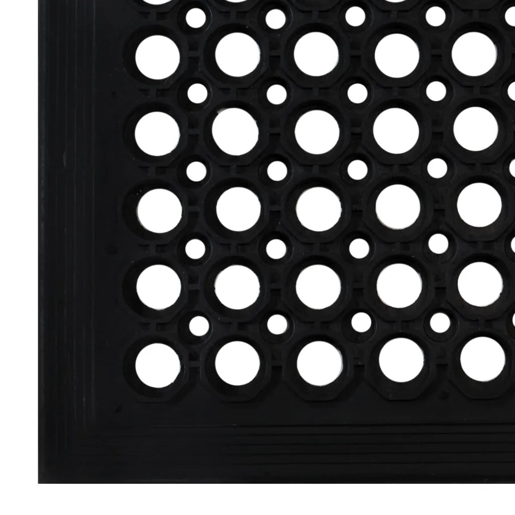 Zerbino rettangolare antiscivolo resistente 60 x 90 cm adatto per uso interno ed esterno finitura opaca in gomma nera 02_0046194
