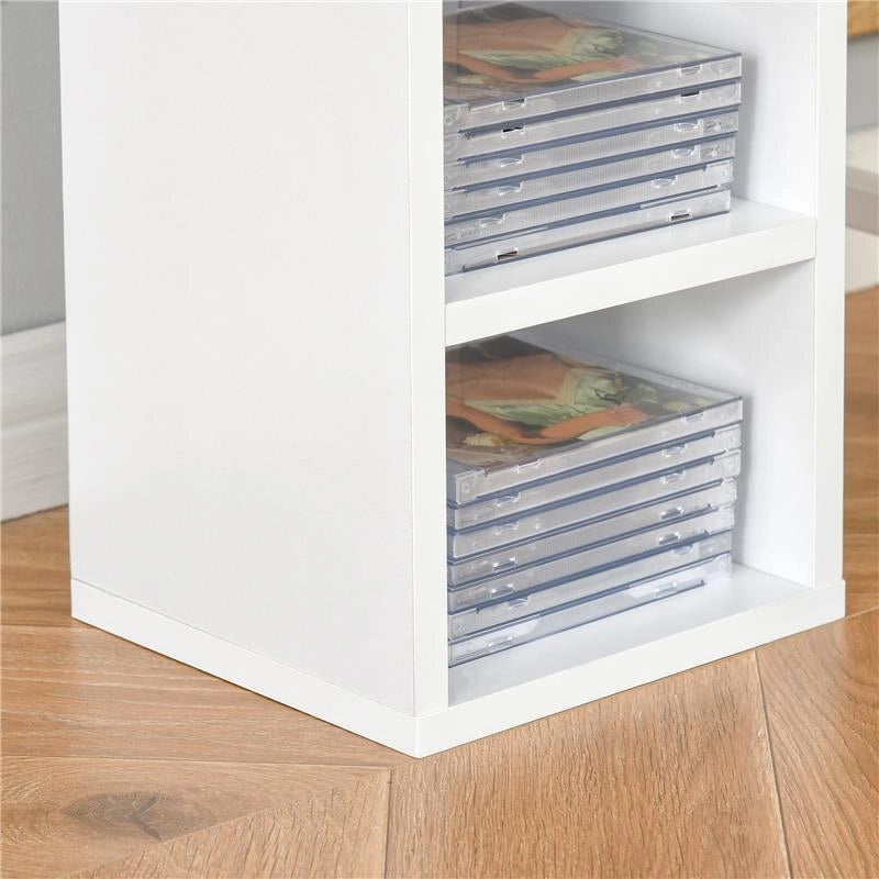 LIBRERIA SCAFFALE PORTA CD SET 2 PEZZI A 12 RIPIANI IN LEGNO 21X19.2X88.3 CM BIANCO