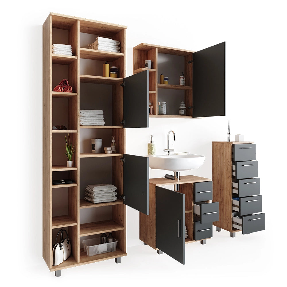 Vicco Set mobili bagno Rovere 4 parti