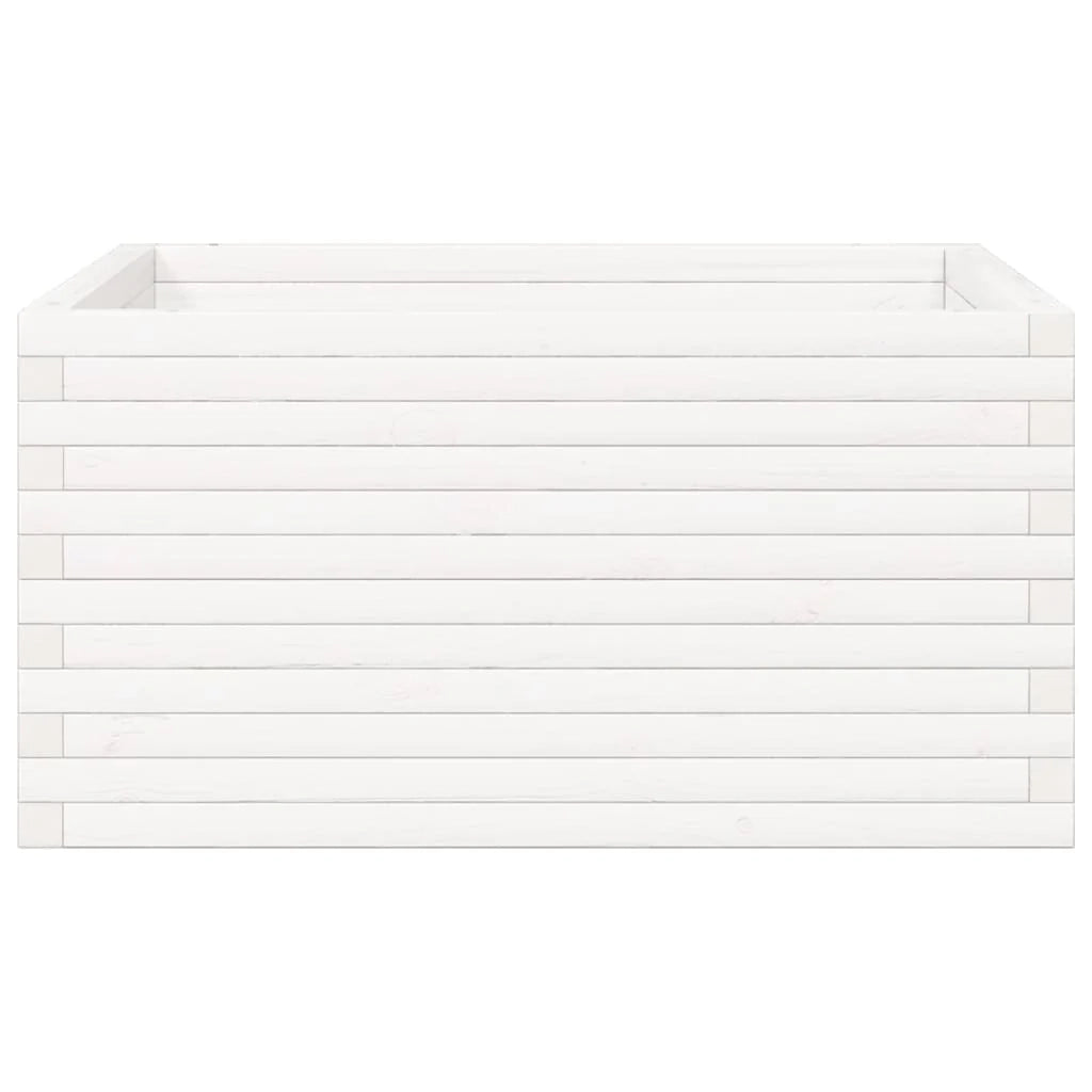 Fioriera rialzata per piante fiori terrazza giardino 90 x 90 x 46 cm legno di pino massiccio bianco 02_0038053