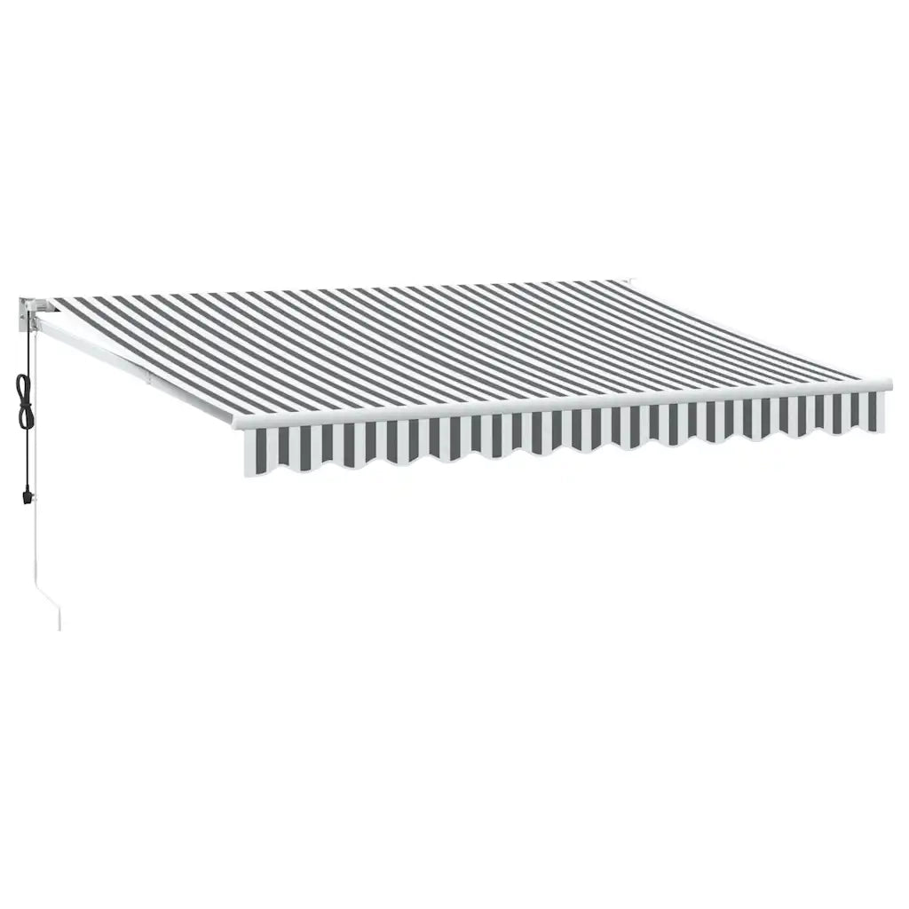 Tenda retrattile-Tenda parasole per balcone Antracite e Bianca 3,5x2,5m Tessuto/Alluminio 453695