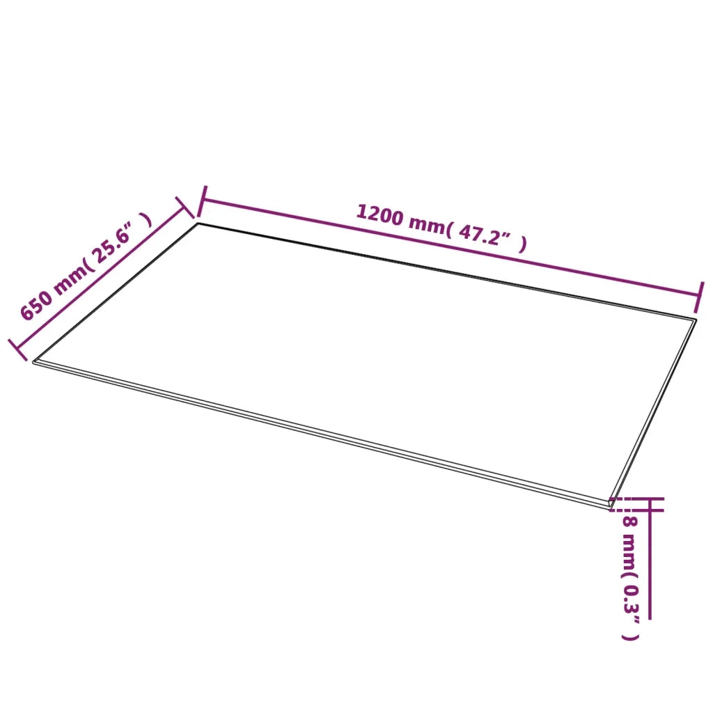 Piano Tavolo in Vetro Temperato Rettangolare 1200x650 mm 244622