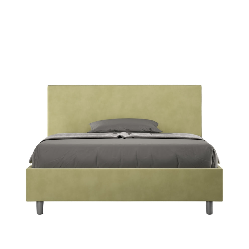 Letto Matrimoniale Francese 150x190 cm con Rete e Contenitore Adele Tè Verde