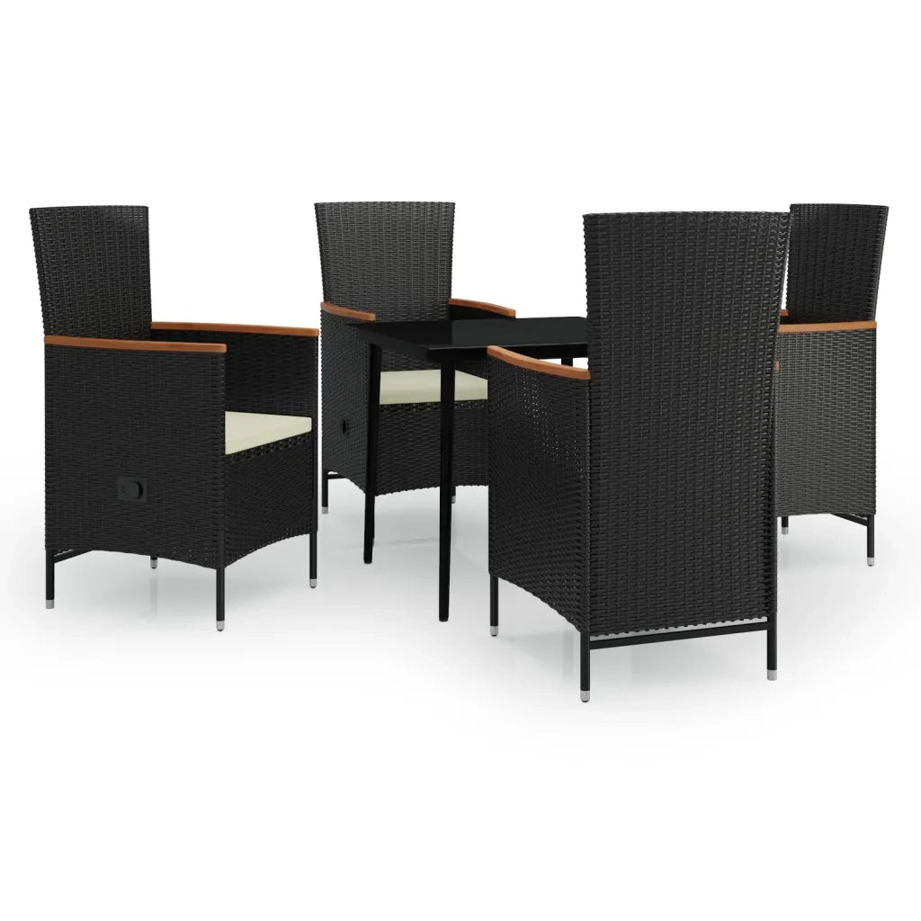 Set da Pranzo da Giardino 5 pz con Cuscini Nero cod mxl 41021