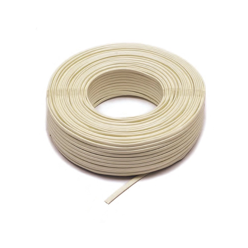 Trade Shop - Matassa Da 100mt Cavo Telefonico 4c Piatto Con Rivestimento Colore Avorio 31424 -