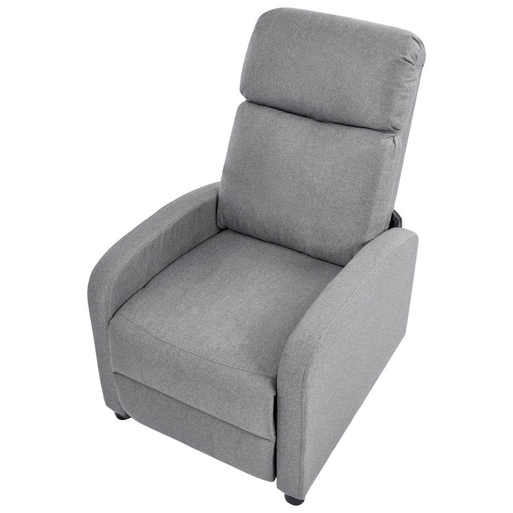 Poltrona reclinabile Grigio Schienale e poggiapiedi regolabili Struttura in legno Schienale alto Design tradizionale Soggiorno