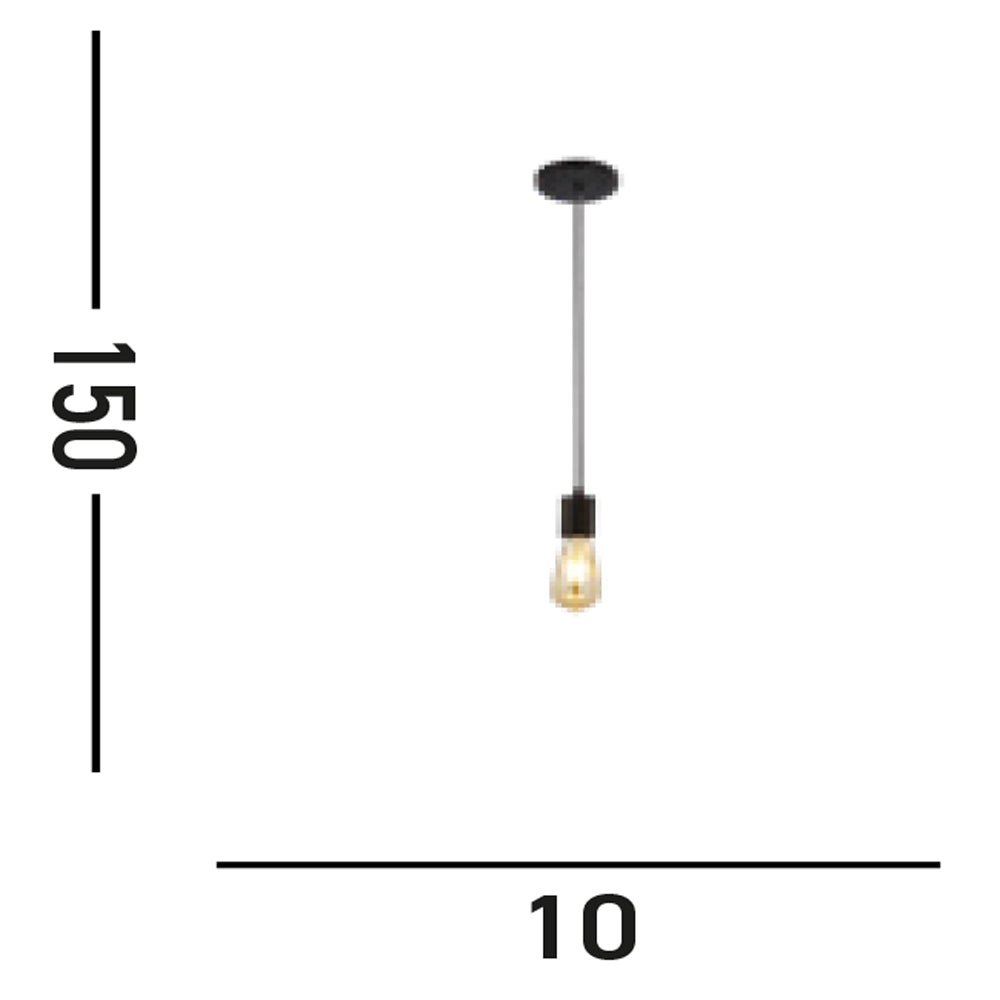 Sospensione Industrial-Nordico Squiggle Acciaio Nero 1 Luce E27