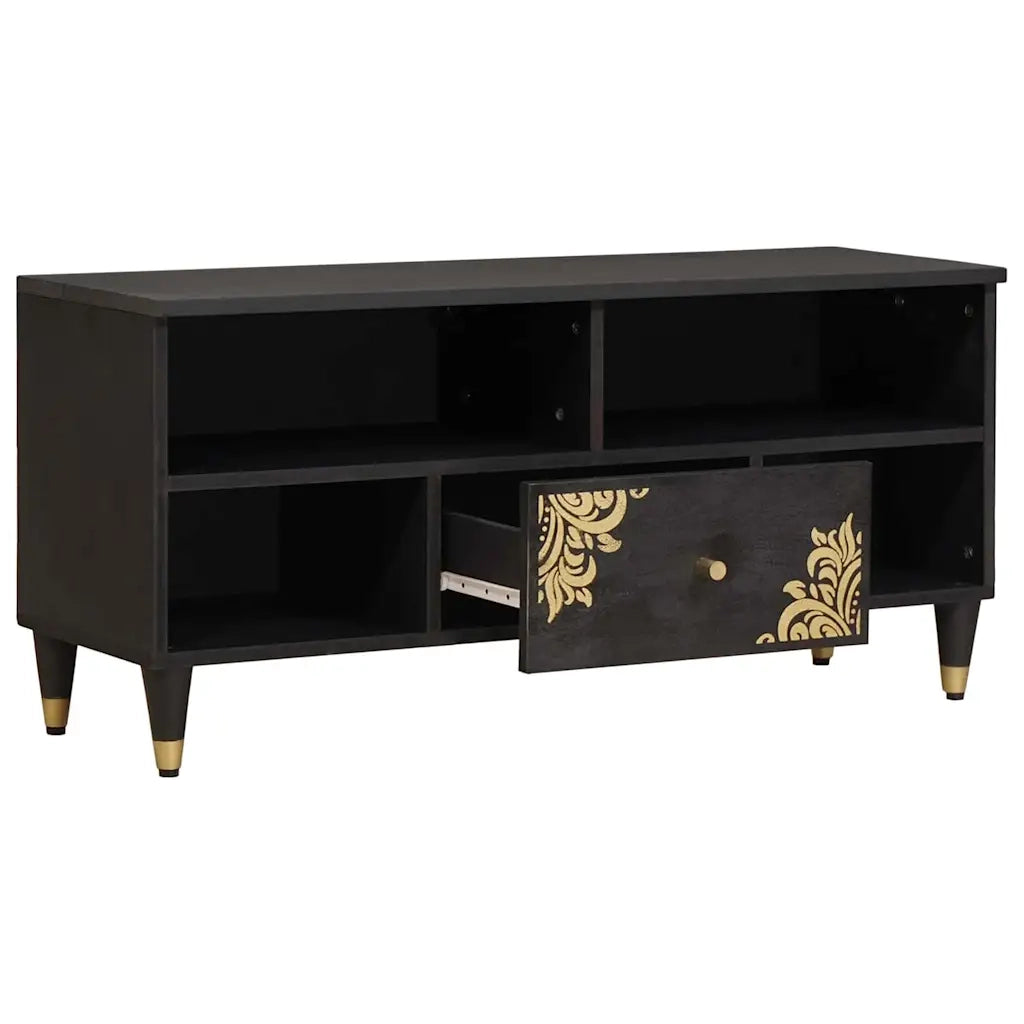 Mobile TV-Credenza per TV-Console TV Nero 100 x 33 x 46 cm Legno di mango massello 208277