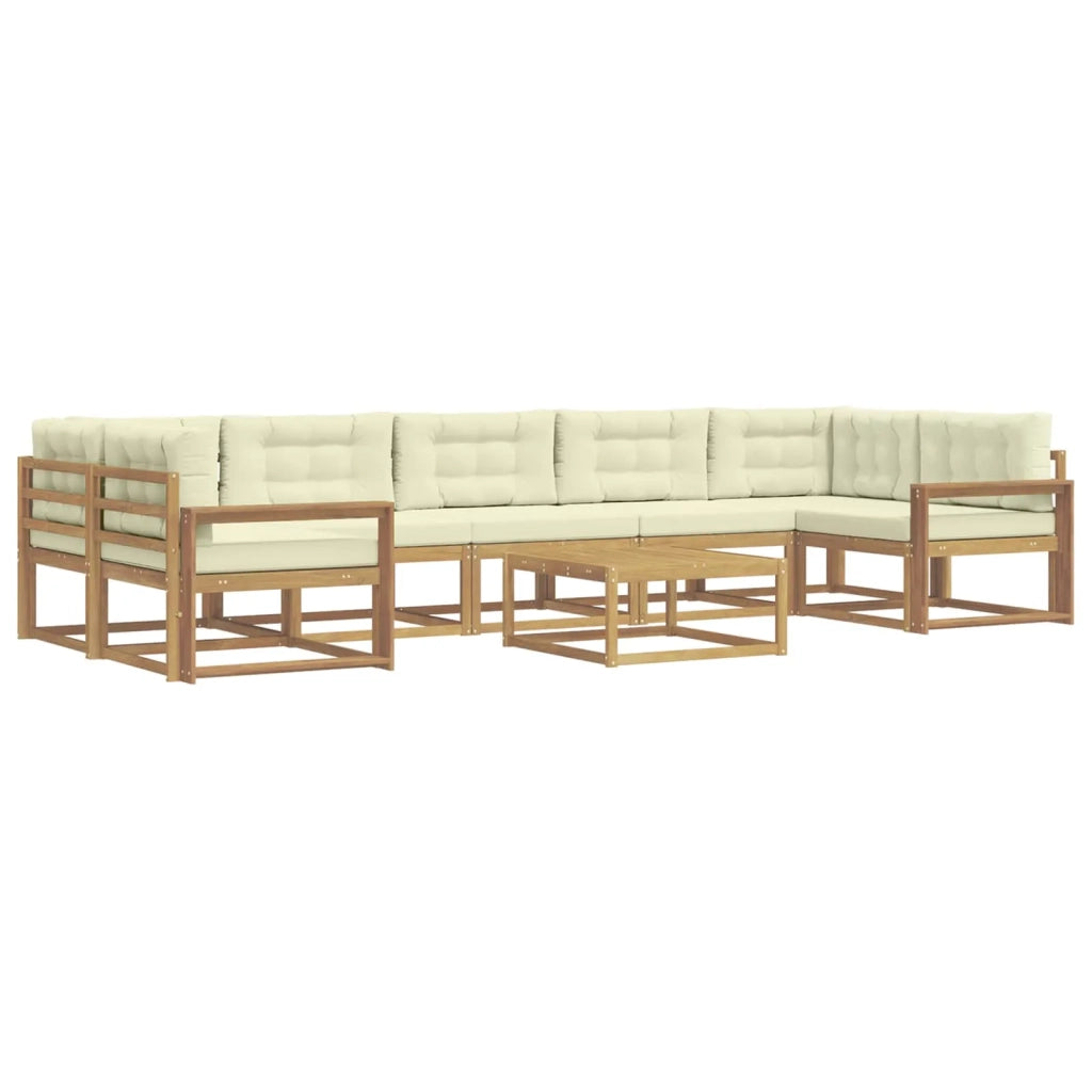 Set di divani da esterno con cuscino 6 pcs Bianco e Crema