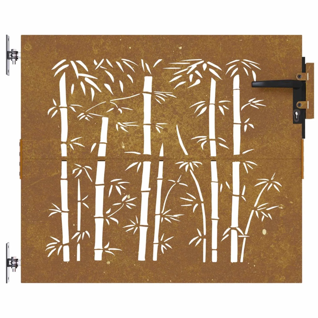 Cancello da giardino 85x100 cm in acciaio corten e bambù 153233