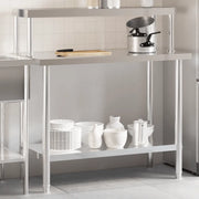 Tavolo Lavoro Cucina con Ripiano-Piano di Lavoro Cucina 110x55x120 cm Acciaio Inox 728650