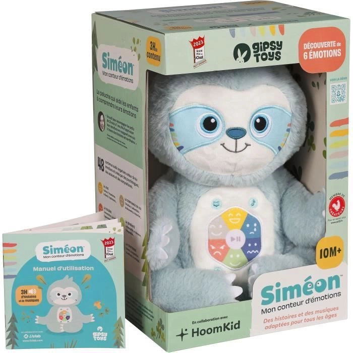 Peluche Parlante - Gipsy Toys - Siméon, il narratore di emozioni - 28 cm - Verde Acqua