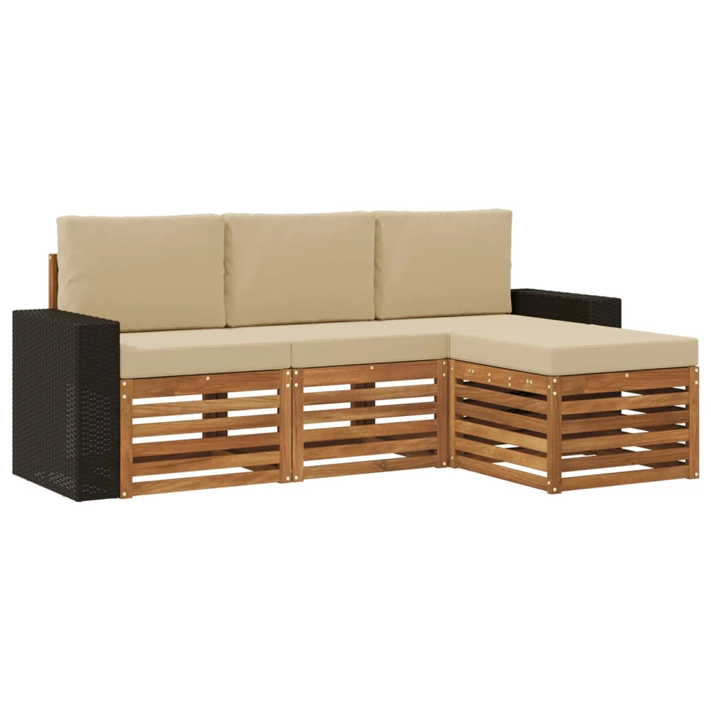 Set di divani da esterno 4 pz Naturale e Beige 3384214