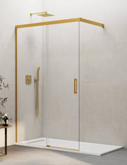 Porta doccia scorrevole 1+1 THALASSA (BASIC) walk-in 140 cm Profilo Oro vetro trasparente