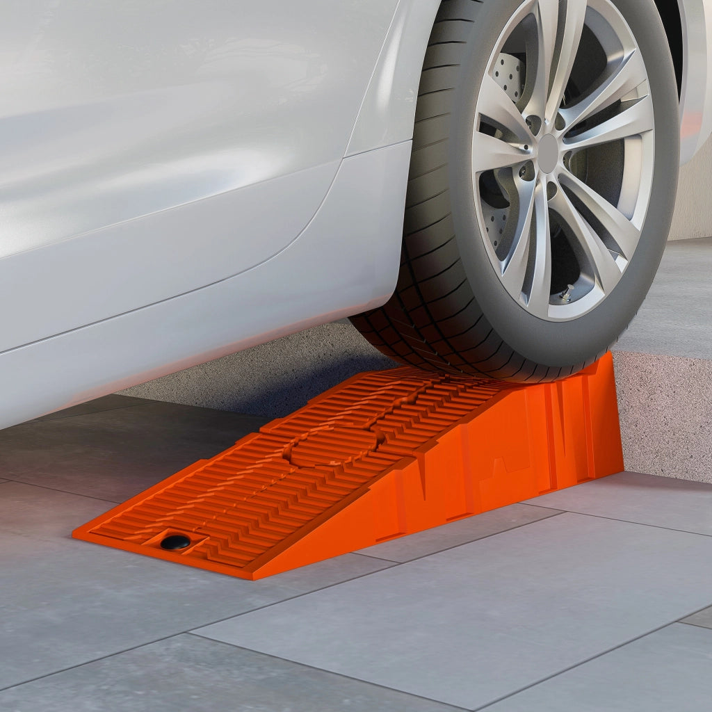 Set 2 Rampe per Auto in Plastica con Carico Massimo 5 Tonnellate, 91x30x21 cm, Arancione