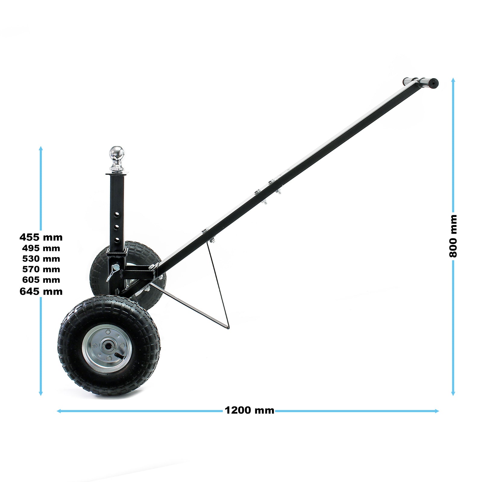 Carrello sposta rimorchio roulotte regolabile in altezza max 270 kg Aiuto di manovra