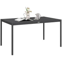 Tavolo da Giardino Rettangolare per 6 Persone in Alluminio con Piano a Doghe, 145L x 90l x 74H cm, Grigio