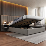 Letto imbottito 180x200 cm con contenitore e 2 comodini